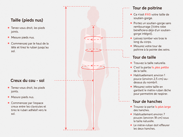 Guide de mesure pour taille personnalisée